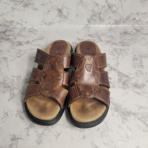 Ariat Brown Leathers Strap Brass Stud Slides Sandal‎ Style 21443 Womens 6B Farm